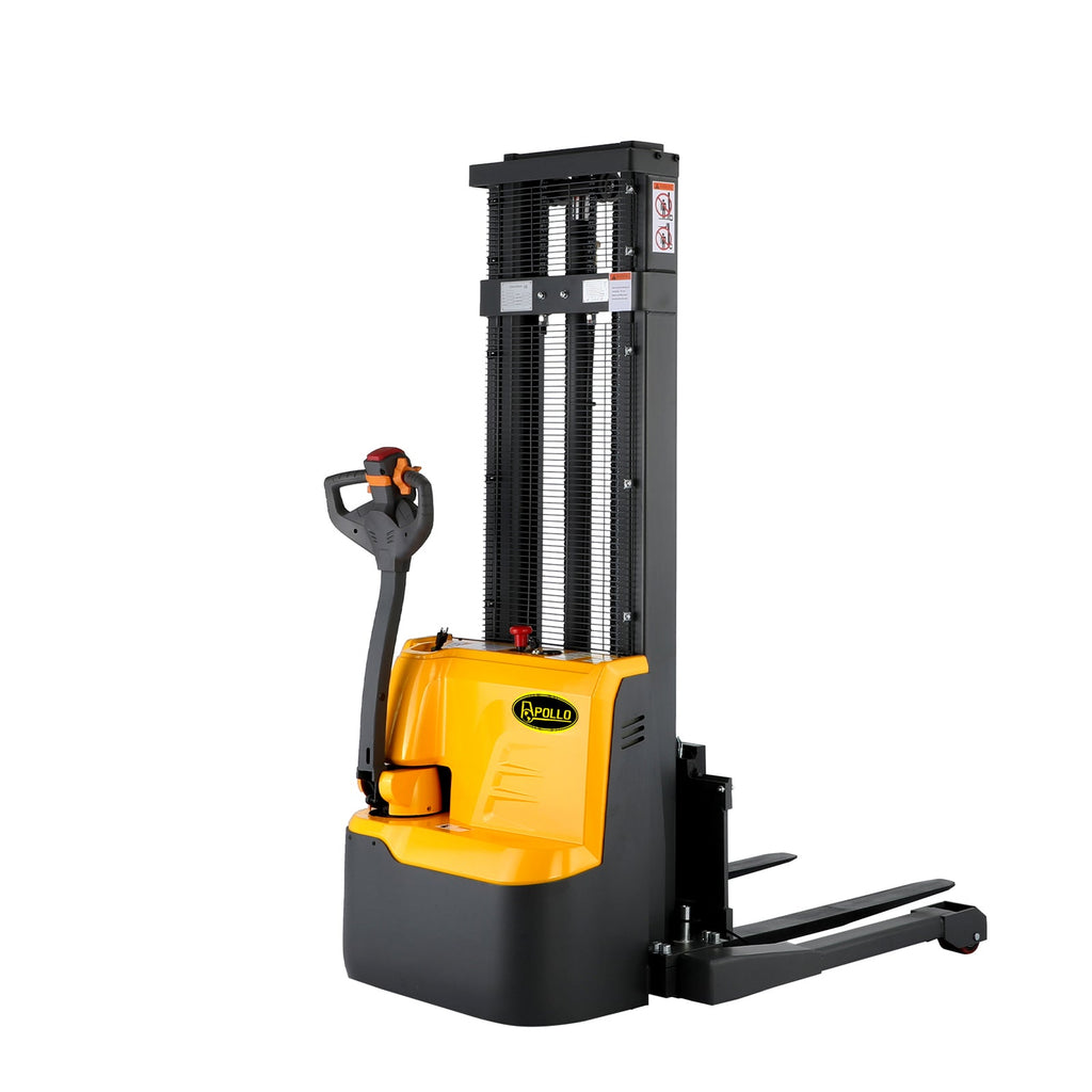 Apollolift Electric Straddle Stacker with 118&quot; Lift and 3300 lb Cap Pallet Stacker - A-3023